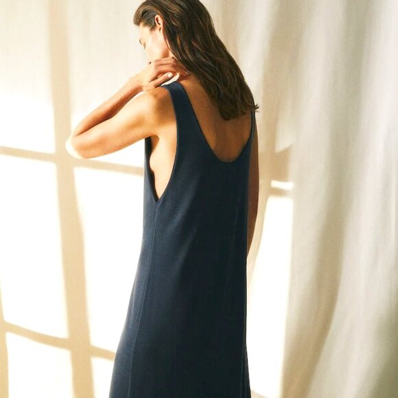Zara Sleeveless Lyocell Blend Maxi Tank Dress Nightgown In Gray NWT - Picture 1 of 9